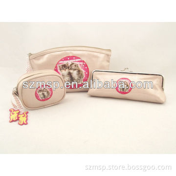 Cute printed cat cosmetic bag for young girls or women